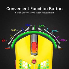 MAMBASNAKE M5 Wired Lightweight Gaming Mouse,26 RGB Backlit Mice with 7 Buttons Programmable Driver,PAW3325 12000DPI Mice, Honeycomb Shell