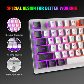 MAMBASNAKE K620 Wireless Gaming Keyboard & Mouse Combo,Mechanical Feel 100% Light Up Keyboard 4800mAh Rechargeable+PC Gaming Mice