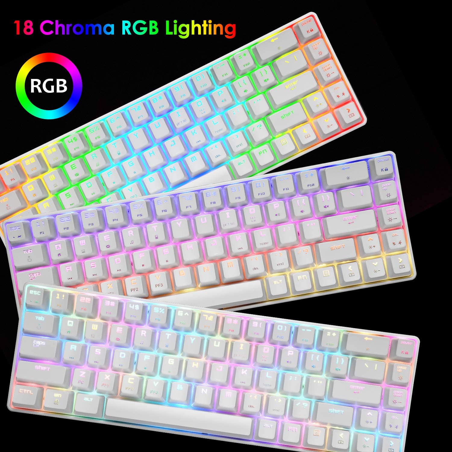 MAGIC-REFINER MK14 60% Mechanical Gaming Keyboard Type C Wired 68 Keys LED illuminated 18 Chroma RGB Lighting Clicky Switches Anti-ghosting