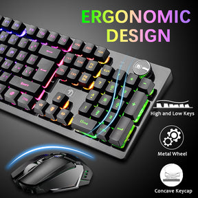 MAMBASNAKE K620 Wireless Gaming Keyboard & Mouse Combo,Mechanical Feel 100% Light Up Keyboard 4800mAh Rechargeable+PC Gaming Mice