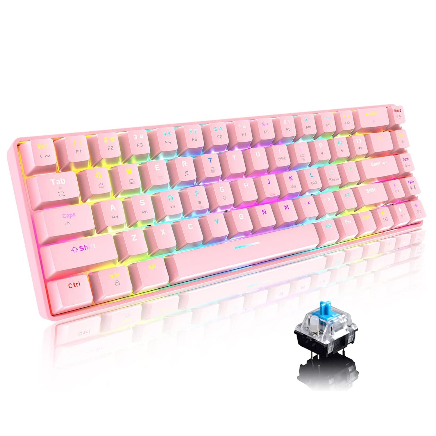 ZIYOU LANG T8 60% Mechanical Mini Gaming Keyboard Compact Type C Wired 68 Keys LED Backlit USB Waterproof Keyboard 18 Chroma RGB