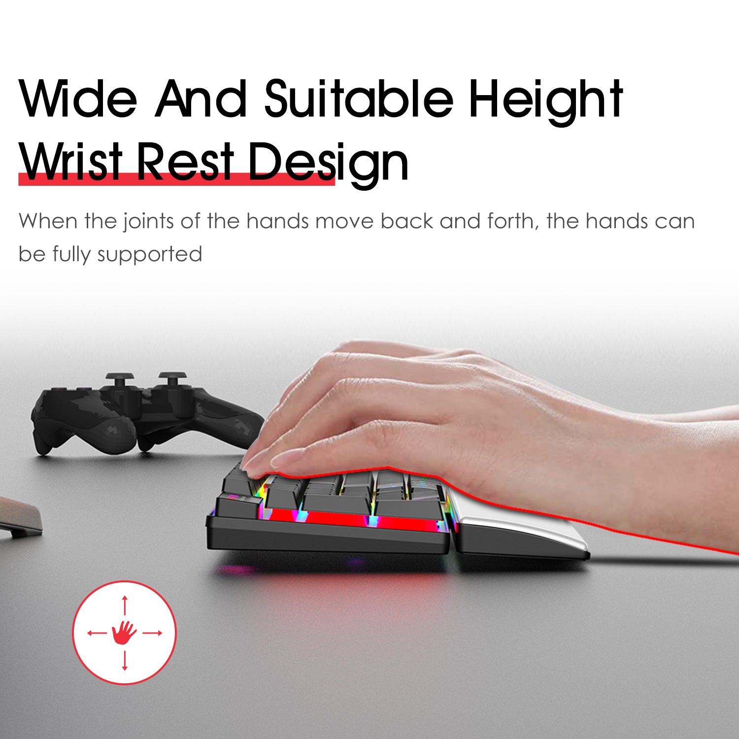 AJAZZ Wrist Rest for 65% Compact Gaming Office Mechanical Wireless Bluetooth PC Keyboard Memory Foam Ergonomic Soft Faux Leather