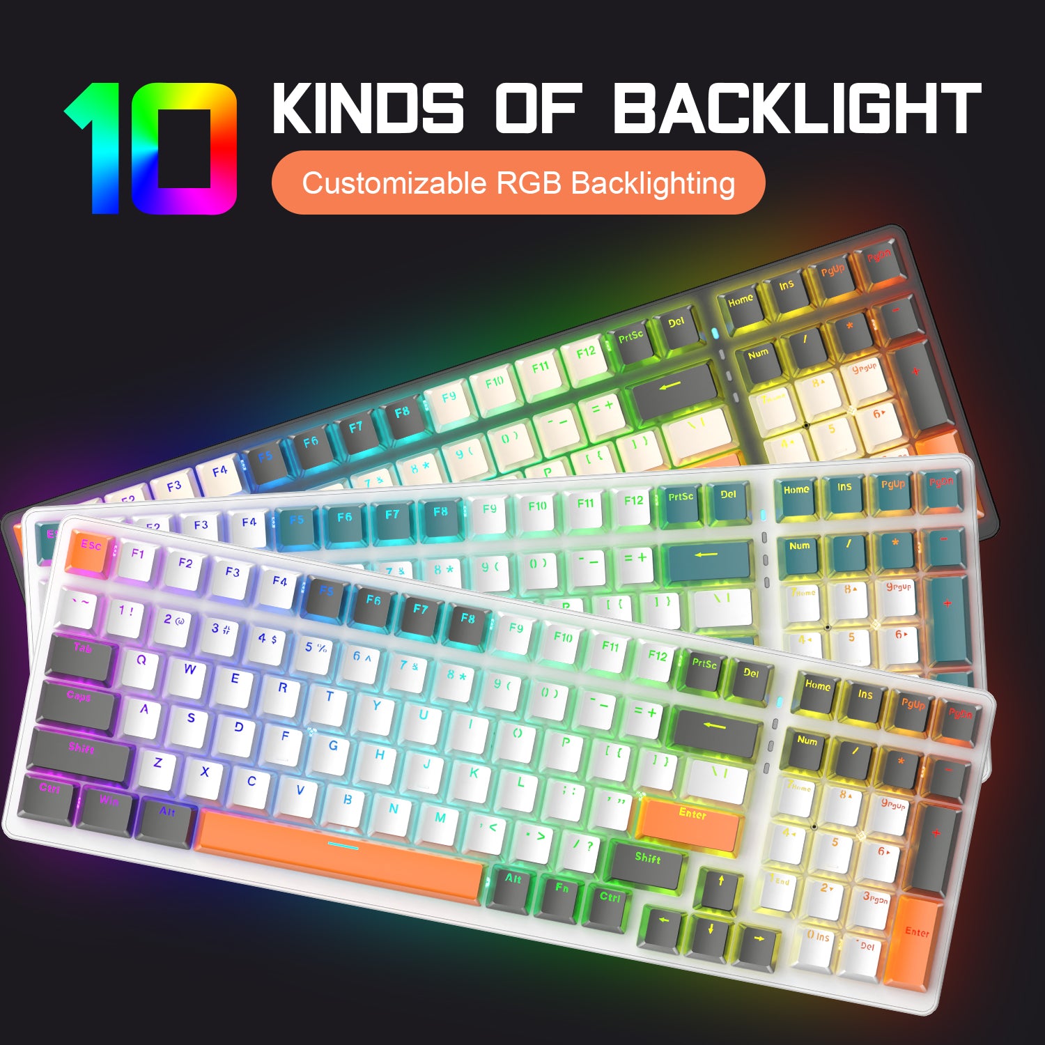 ZIYOU LANG K3 Mechanical Keyboard Ultra-Compact Mini 98-Key Wired Type C USB Water-resistant RGB Illuminated Clicky Linear Switch