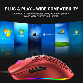 ZIYOU LANG M1 Wired Lightweight Gaming Mouse,6 RGB Backlit with 7 Buttons Programmable, Adjustable 6400DPI ,Ultralight Honeycomb Shell