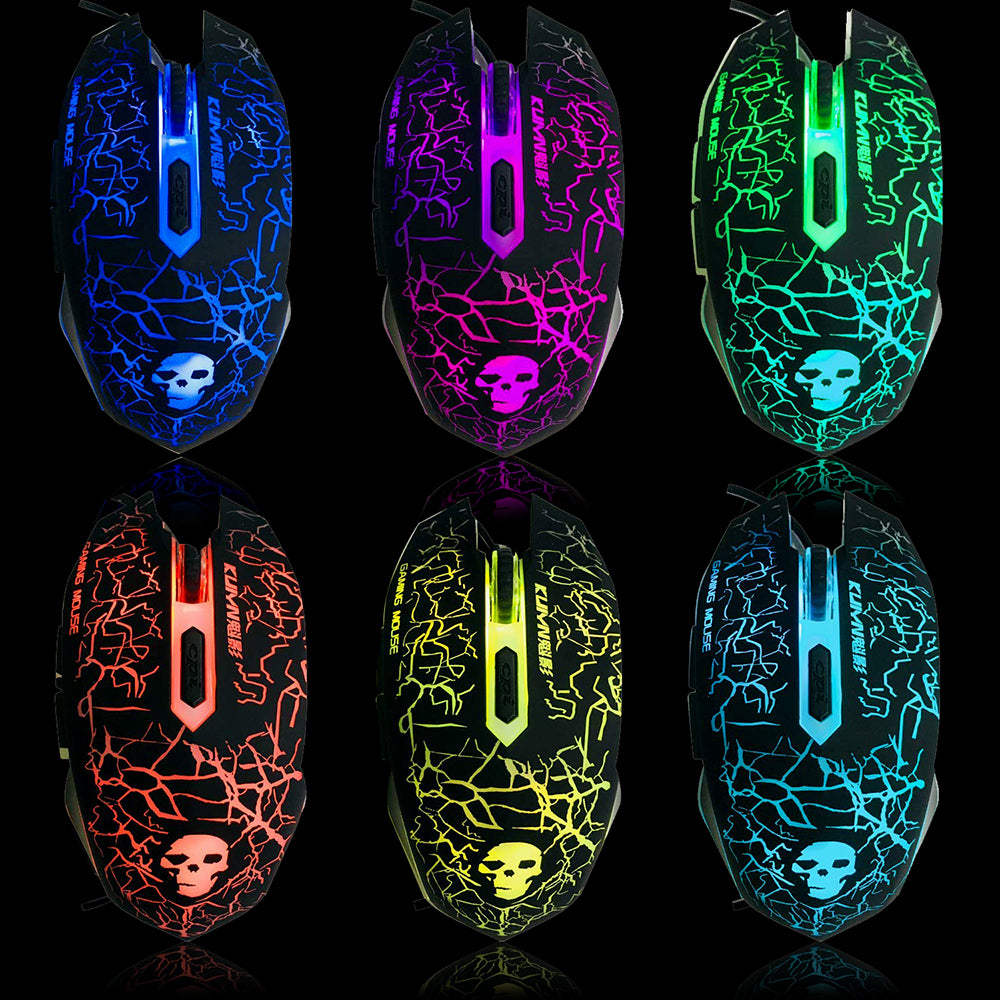 KUIYN T6 Wired Mechanical Feel Gaming Keyboard Rainbow LED 104 Keys USB illuminated light up+2400DPI 6 Buttons Optical Gaming Mouse Mice+Mouse Pad