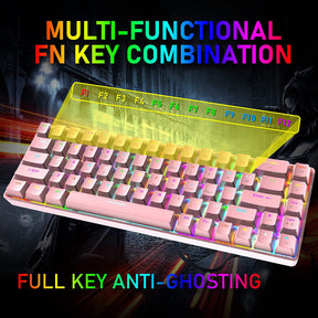 ZIYOU LANG T8 60% Mechanical Mini Gaming Keyboard Compact Type C Wired 68 Keys LED Backlit USB Waterproof Keyboard 18 Chroma RGB