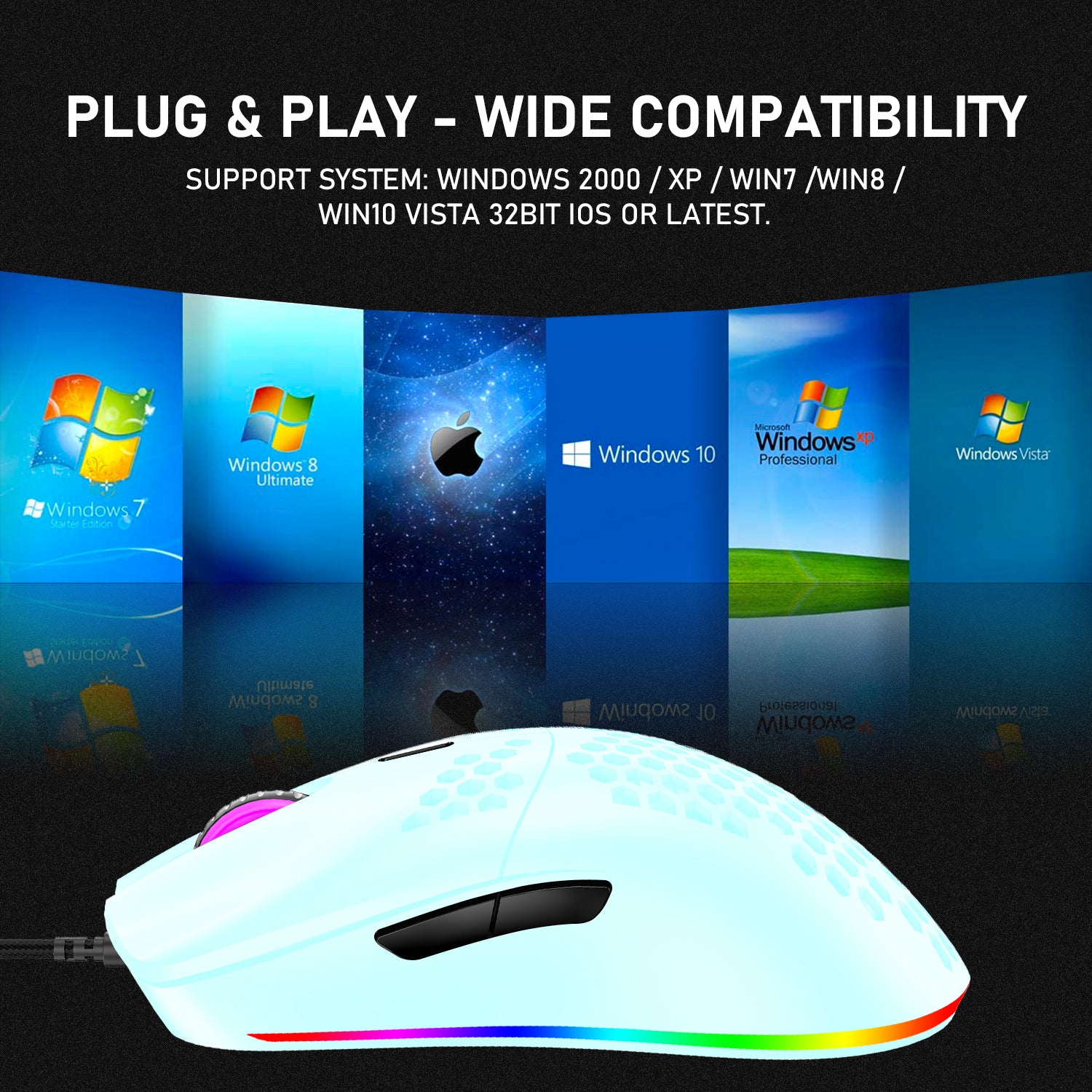 ZIYOU LANG M1 Wired Lightweight Gaming Mouse,6 RGB Backlit with 7 Buttons Programmable, Adjustable 6400DPI ,Ultralight Honeycomb Shell