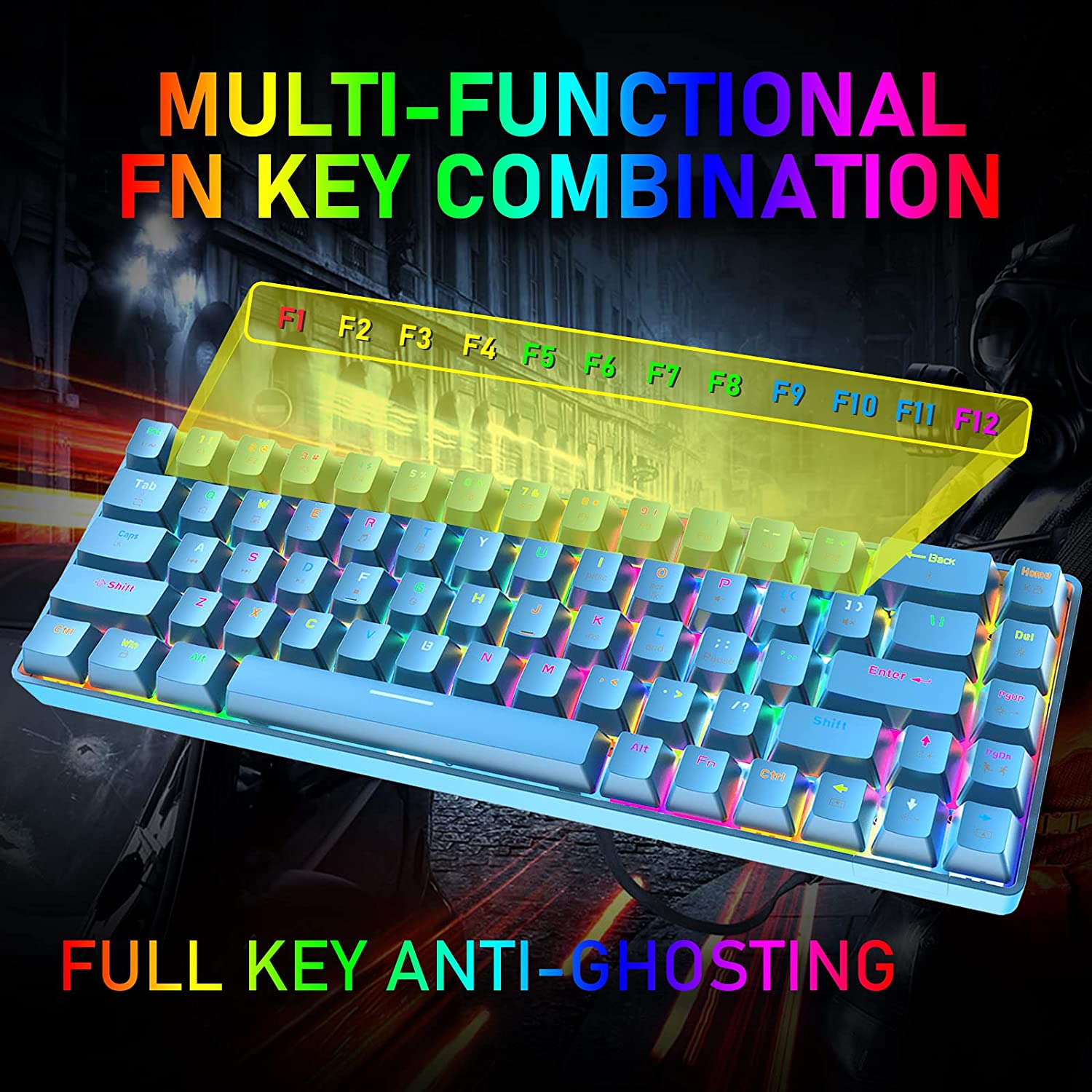 ZIYOU LANG T8 60% Mechanical Mini Gaming Keyboard Compact Type C Wired 68 Keys LED Backlit USB Waterproof Keyboard 18 Chroma RGB