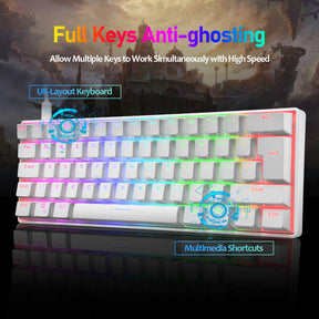 MAGIC-REFINER MK21 60% True Mechanical Gaming Keyboard UK Layout Type C Wired 62 Keys 14 Chroma RGB Backlight Keyboard Full Anti-ghosting