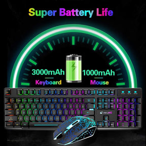 ZIYOU LANG T3 Wireless Rainbow Backlit 2.4G Rechargeable Mechanical Feel Gaming Keyboard+2400DPI 6 Buttons LED Gaming Mouse+Mouse Pad