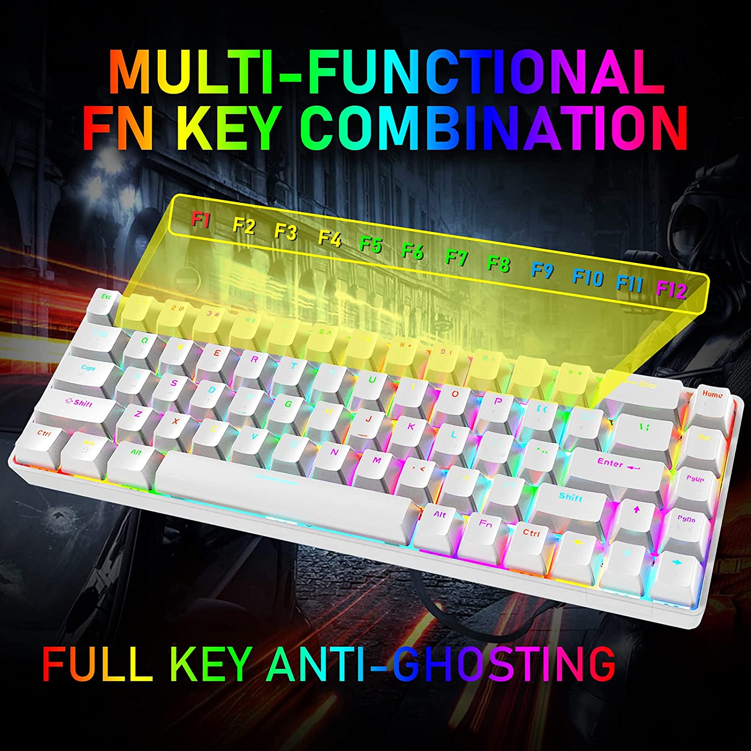 ZIYOU LANG T8 60% Mechanical Mini Gaming Keyboard Compact Type C Wired 68 Keys LED Backlit USB Waterproof Keyboard 18 Chroma RGB