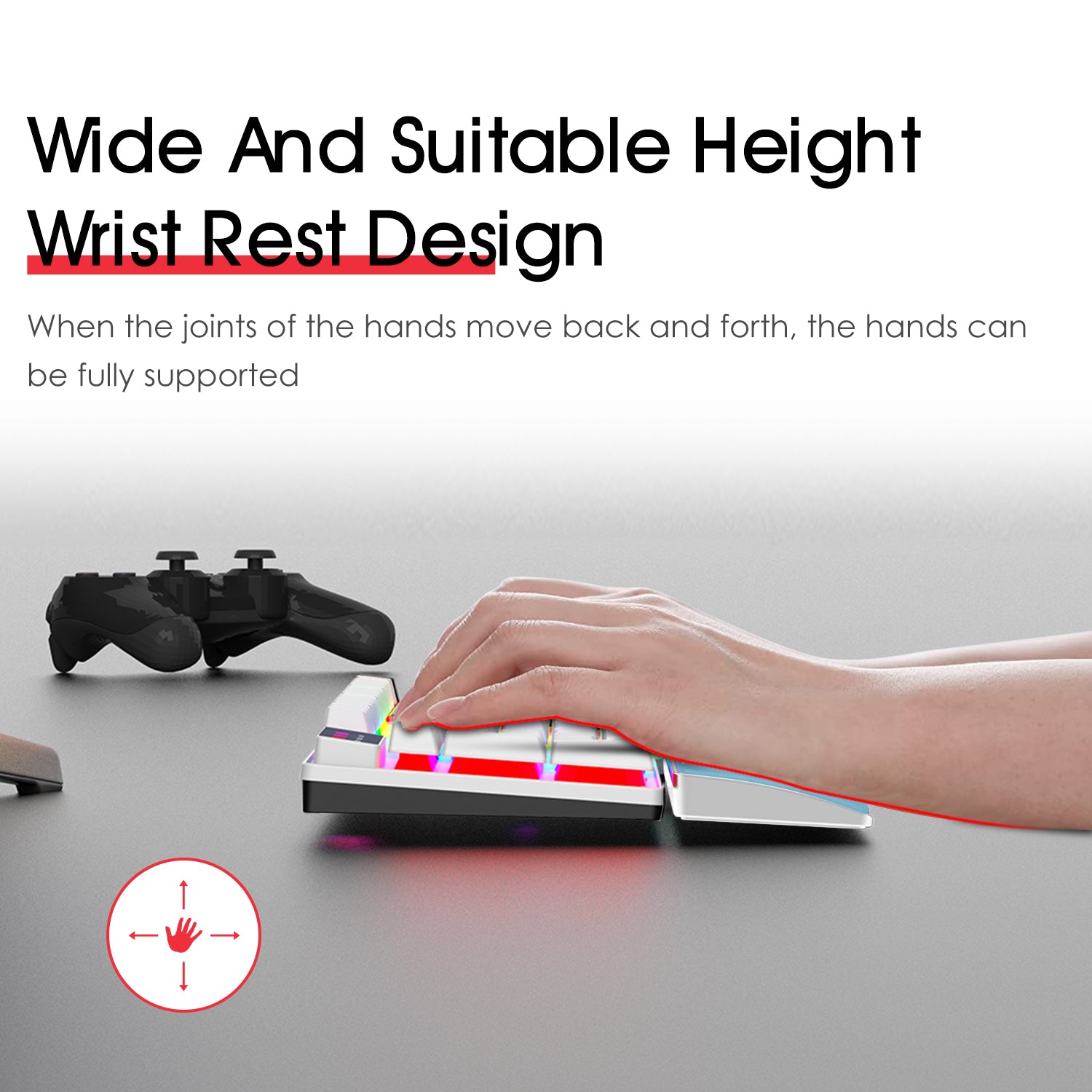 AJAZZ Wrist Rest for 65% Compact Gaming Office Mechanical Wireless Bluetooth PC Keyboard Memory Foam Ergonomic Soft Faux Leather