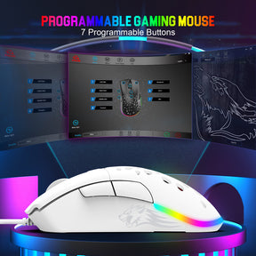 ZIYOU LANG D19 Wired RGB Gaming Mouse, 12000DPI, 7 Programmable Buttons, Adjustable Weights, Honeycomb Shell Mice for PC/PS4/XBOX