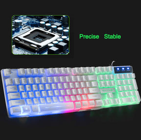 FELiCON T6 UK Layout Gaming Keyboard and Mouse Sets Rainbow Backlit Usb Gaming Keyboard  2400DPI 6 Buttons Optical  Gaming Mouse