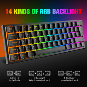 MAGIC-REFINER MK25 PRO UK Layout 60% Mechanical Keyboard, 14 RGB Backlit, Dye-Sublimation Keycap, for PC, White Grey (Red Switch)