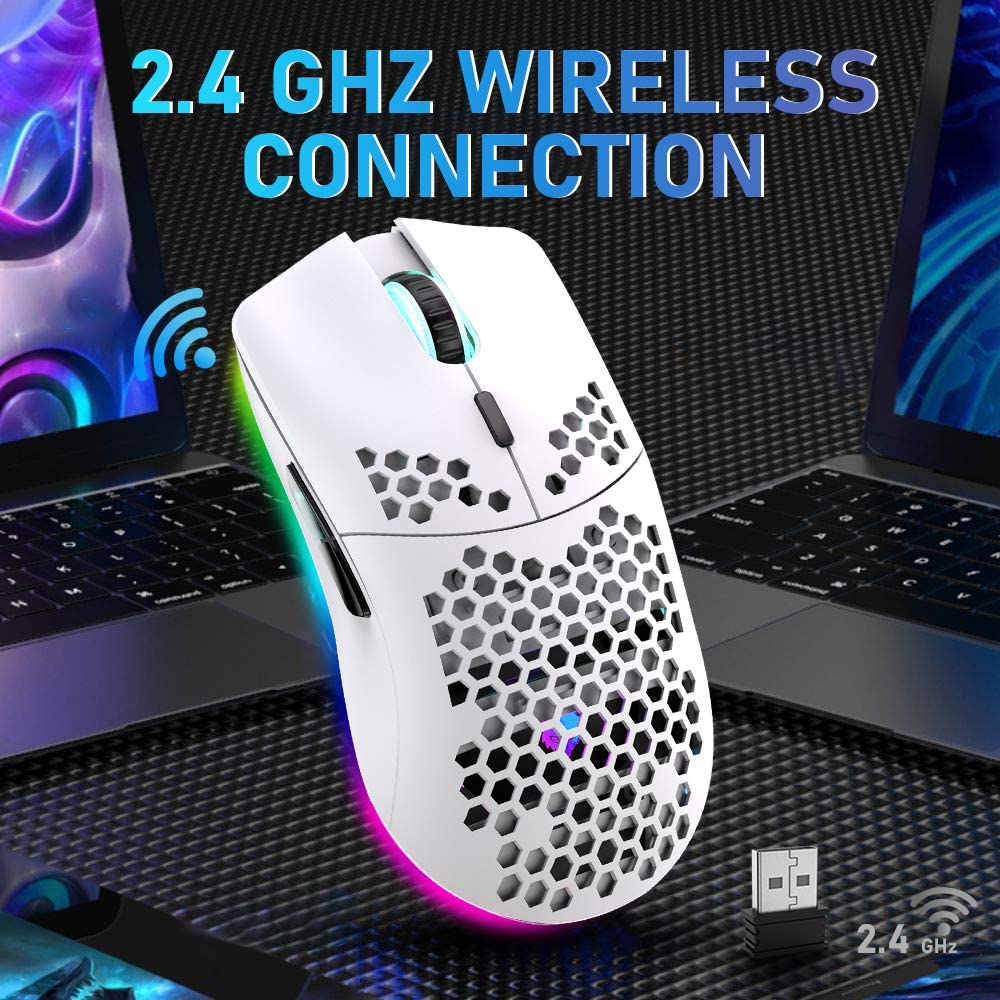 ZIYOU LANG XYH80 Wireless 2.4G Lightweight Mouse, 7 Button ,11 Chroma RGB Backlit,  Rechargeable, Honeycomb Shell Ultralight , 3200 DPI