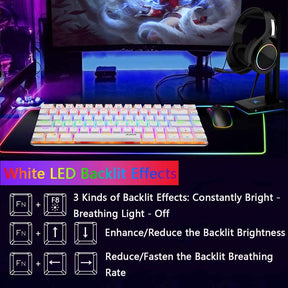 AJAZZ AK33 Gaming Mechanical Keyboard Type-C Computer Keyboard with Rainbow LED Backlit 82keys Anti-ghosting, Blue Switch