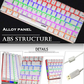 AJAZZ AK33 Gaming Mechanical Keyboard Type-C Computer Keyboard with Rainbow LED Backlit 82keys Anti-ghosting, Blue Switch