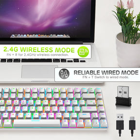 XINMENG XM84 84 Keys 3 Modes Mechanical Keyboard, Bluetooth 5.0/Wireless 2.4G/Wired, Rechargeable 3000mAh Battery, 20 LED Backlit Mode