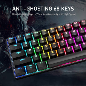 MAGIC-REFINER MK14 60% Mechanical Gaming Keyboard Type C Wired 68 Keys LED illuminated 18 Chroma RGB Lighting Clicky Switches Anti-ghosting