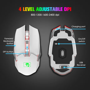 MAMBASNAKE K620 Wireless Gaming Keyboard & Mouse Combo,Mechanical Feel 100% Light Up Keyboard 4800mAh Rechargeable+PC Gaming Mice