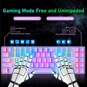 MAGIC-REFINER MK14 60% Mechanical Gaming Keyboard Type C Wired 68 Keys LED illuminated 18 Chroma RGB Lighting Clicky Switches Anti-ghosting