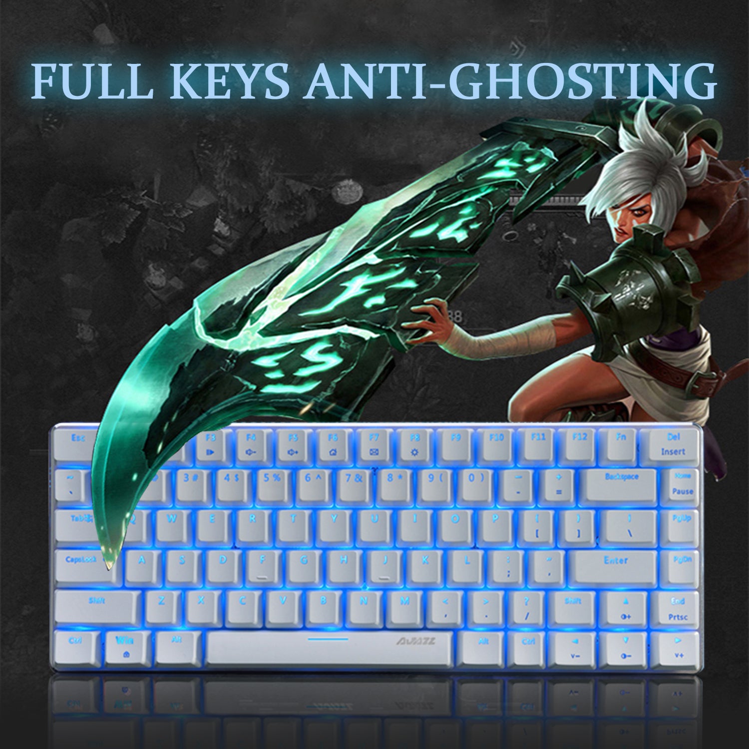 AJAZZ AK33 Mechanical Gaming Keyboard TKL 80% Compact Light Up Keyboard 82 Key Anti-Ghosting Detachable USB-C Cable for PC Mac