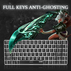 AJAZZ AK33 Mechanical Gaming Keyboard TKL 80% Compact Light Up Keyboard 82 Key Anti-Ghosting Detachable USB-C Cable for PC Mac