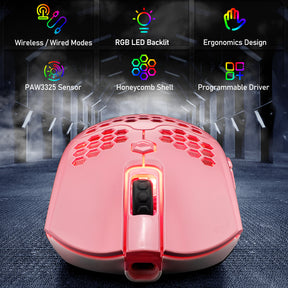 ZIYOU LANG X2 Wireless/ Wired Gaming Mouse,16 RGB Backlit Ultralight Honeycomb Shell with Programmable Driver,Rechargeable 800mA,12000 DPI