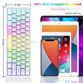 ZIYOU LANG K61 - 60 Percent Compact Gaming Keyboard UK Layout Ultralight LED Backlit Mechanical Feel PS4 Laptop PC Accessories