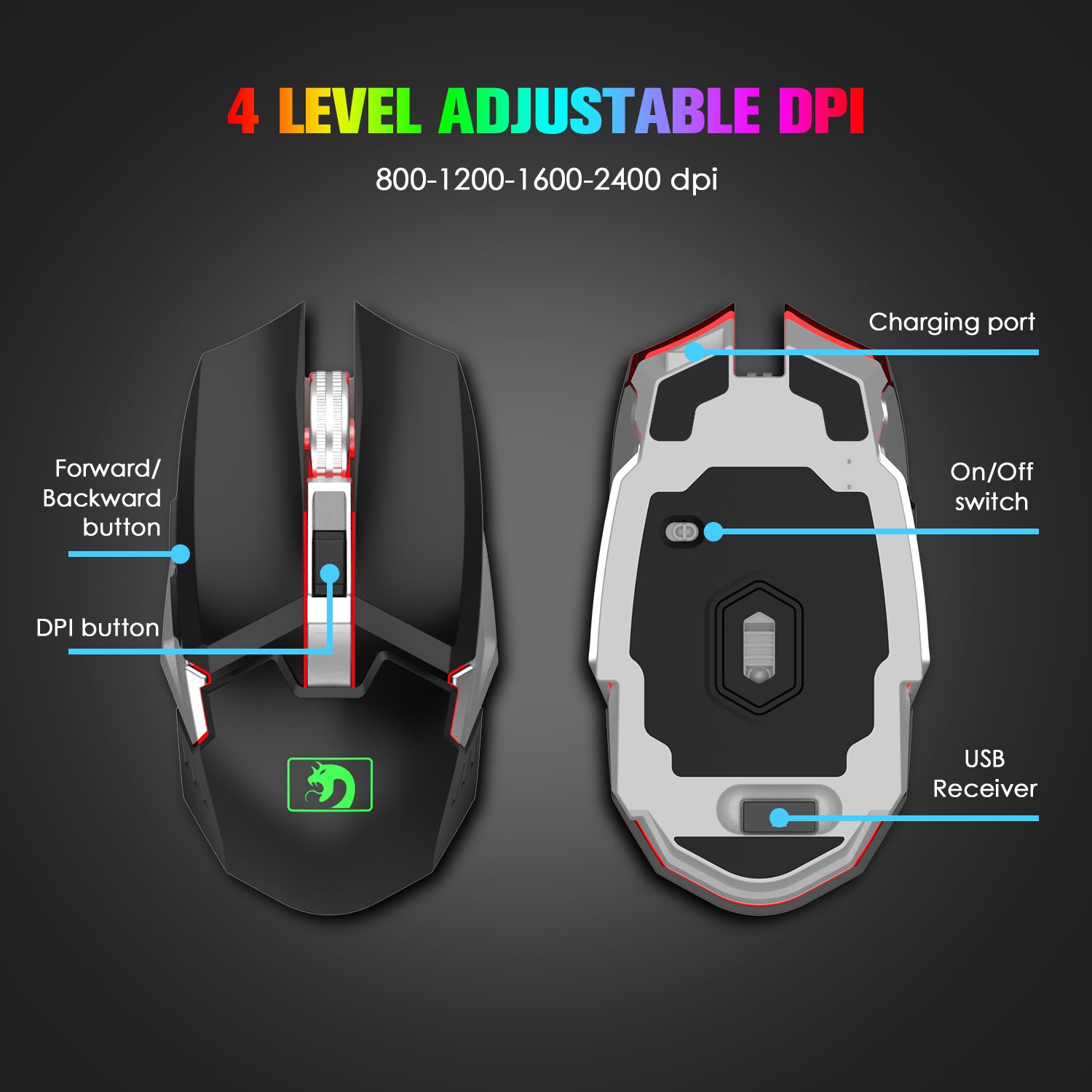 MAMBASNAKE K620 Wireless Gaming Keyboard & Mouse Combo,Mechanical Feel 100% Light Up Keyboard 4800mAh Rechargeable+PC Gaming Mice