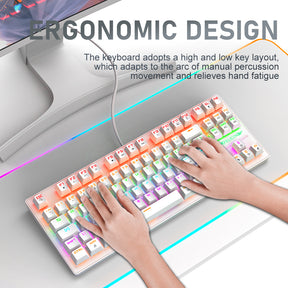 FELiCON K2 Wired 80% Percent Mechanical Gaming Keyboard UK Layout Rainbow Light Up Keyboard Compact 88 Keys Ergonomic for PC Mac