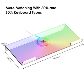 Premium Acrylic Computer Keyboard Stand, 366 Kinds RGB LED Backlit Keyboard Tray,Gaming Keyboard USB Interface Keyboard Stand