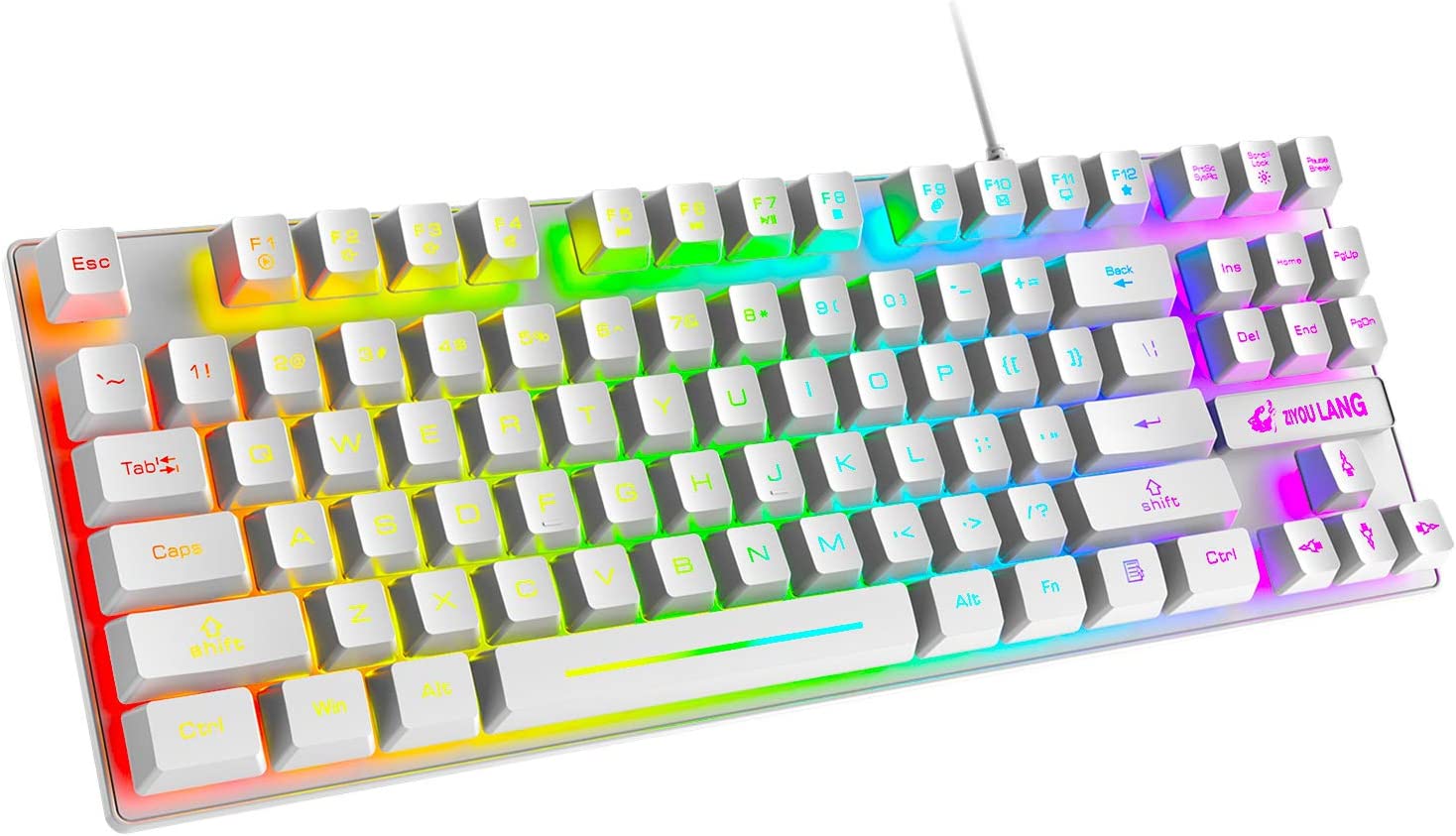 ZIYOU LANG K16 60% Gaming Keyboard87 Keys Mechanical Feeling Multi Color RGB Illuminated LED Backlit Wired Light Up Keyboard