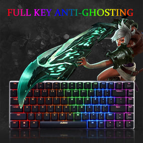 AJAZZ AK33 Mechanical Gaming Keyboard TKL 80% Compact Light Up Keyboard 82 Key Anti-Ghosting Detachable USB-C Cable for PC Mac