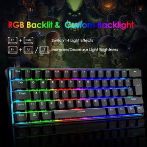 MAGIC-REFINER MK21 60% True Mechanical Gaming Keyboard UK Layout Type C Wired 62 Keys 14 Chroma RGB Backlight Keyboard Full Anti-ghosting