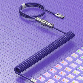 MAMBASNAKE Coiled Gaming Keyboard Cable, Pro Custom USB-C Cable for Mechanical Keyboard, TPU Spring Type-C Cable with Metal Aviation Connector