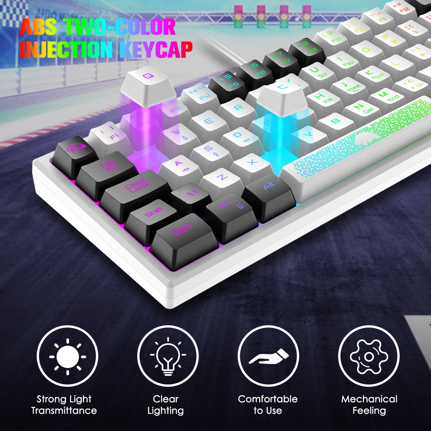 ZIYOU LANG K61 - 60 Percent Compact Gaming Keyboard UK Layout Ultralight LED Backlit Mechanical Feel PS4 Laptop PC Accessories