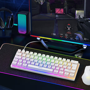 MAGIC-REFINER MK22 Compact 60% Mechanical Gaming Keyboard with all key Anti-ghosting , 61 Key Rainbow RGB Backlit Metal Plate Type-C