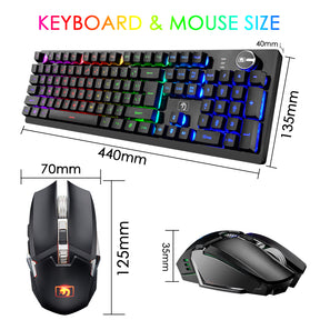 MAMBASNAKE K620 Wireless Gaming Keyboard & Mouse Combo,Mechanical Feel 100% Light Up Keyboard 4800mAh Rechargeable+PC Gaming Mice