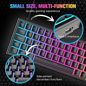 MAGIC-REFINER MK26 60% Gaming Keyboard,RGB Chroma Backlit Wried Ultra-Compact Mini Mechanical Keyboard 68 Key for PC, MAC, PS4