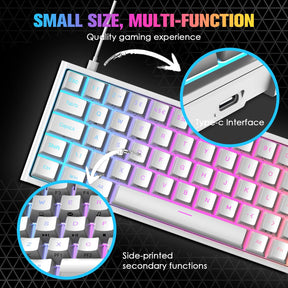 MAGIC-REFINER MK26 60% Gaming Keyboard,RGB Chroma Backlit Wried Ultra-Compact Mini Mechanical Keyboard 68 Key for PC, MAC, PS4