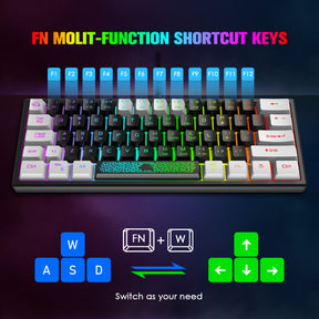 ZIYOU LANG K61 - 60 Percent Compact Gaming Keyboard UK Layout Ultralight LED Backlit Mechanical Feel PS4 Laptop PC Accessories