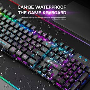 ZIYOU LANG T3 Wireless Rainbow Backlit 2.4G Rechargeable Mechanical Feel Gaming Keyboard+2400DPI 6 Buttons LED Gaming Mouse+Mouse Pad