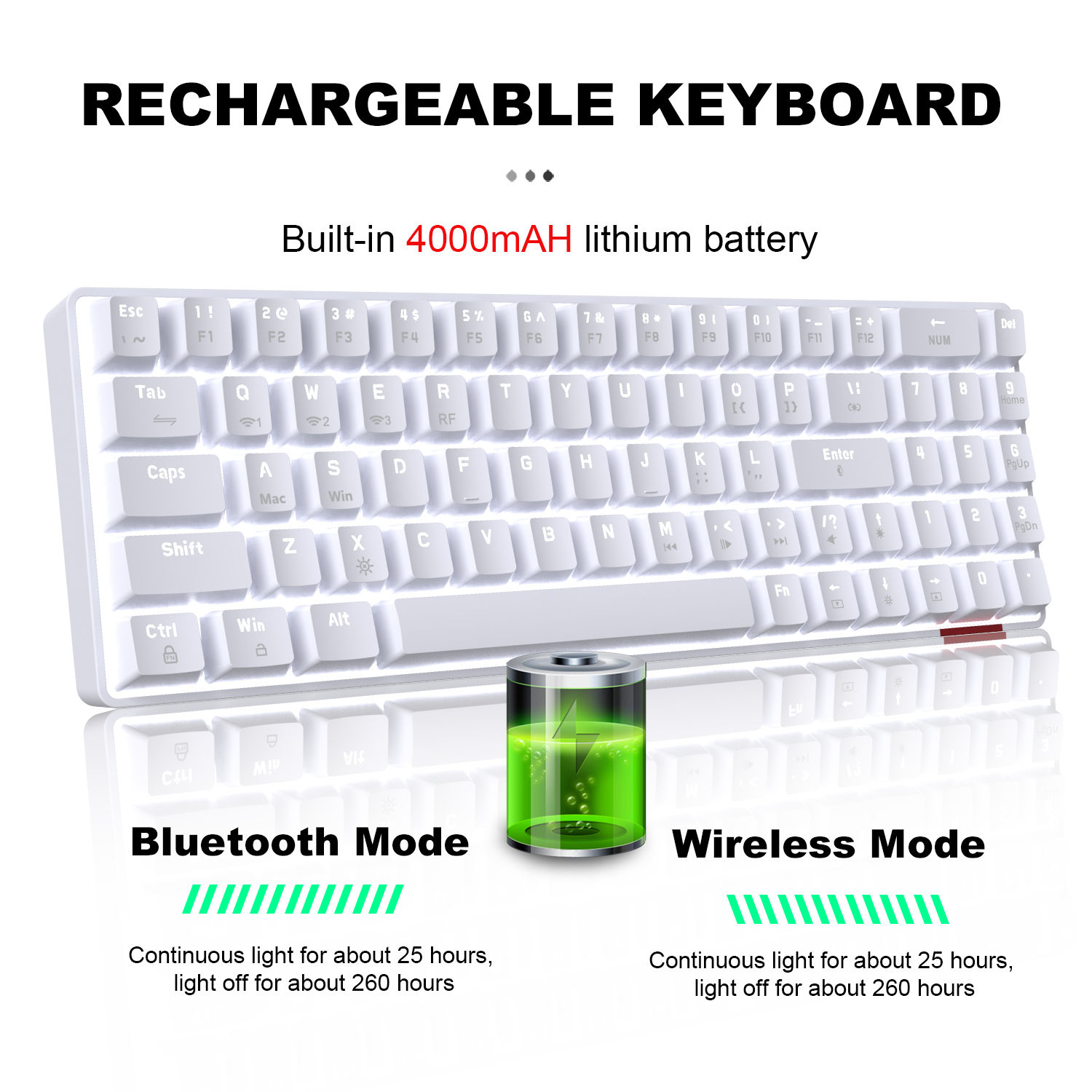 AJAZZ AK692 - Hot-Swappable Numeric Keyboard Mechanical Wireless Bluetooth5.0 Type C Wired Mode 4000 mAh Rechargable Light up