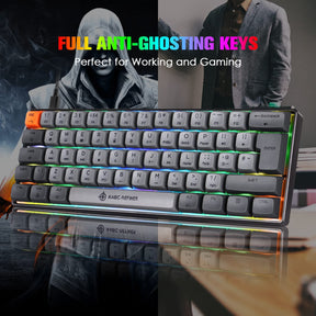 MAGIC-REFINER MK21 UK Layout 60% Mechanical Gaming Keyboard Mini Compact Wired Type C Dye-Sublimation PBT USB Water-resistant 14 Chroma RGB Illuminated