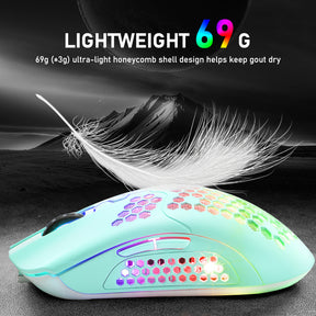 ZIYOU LANG X2 Wireless/ Wired Gaming Mouse,16 RGB Backlit Ultralight Honeycomb Shell with Programmable Driver,Rechargeable 800mA,12000 DPI