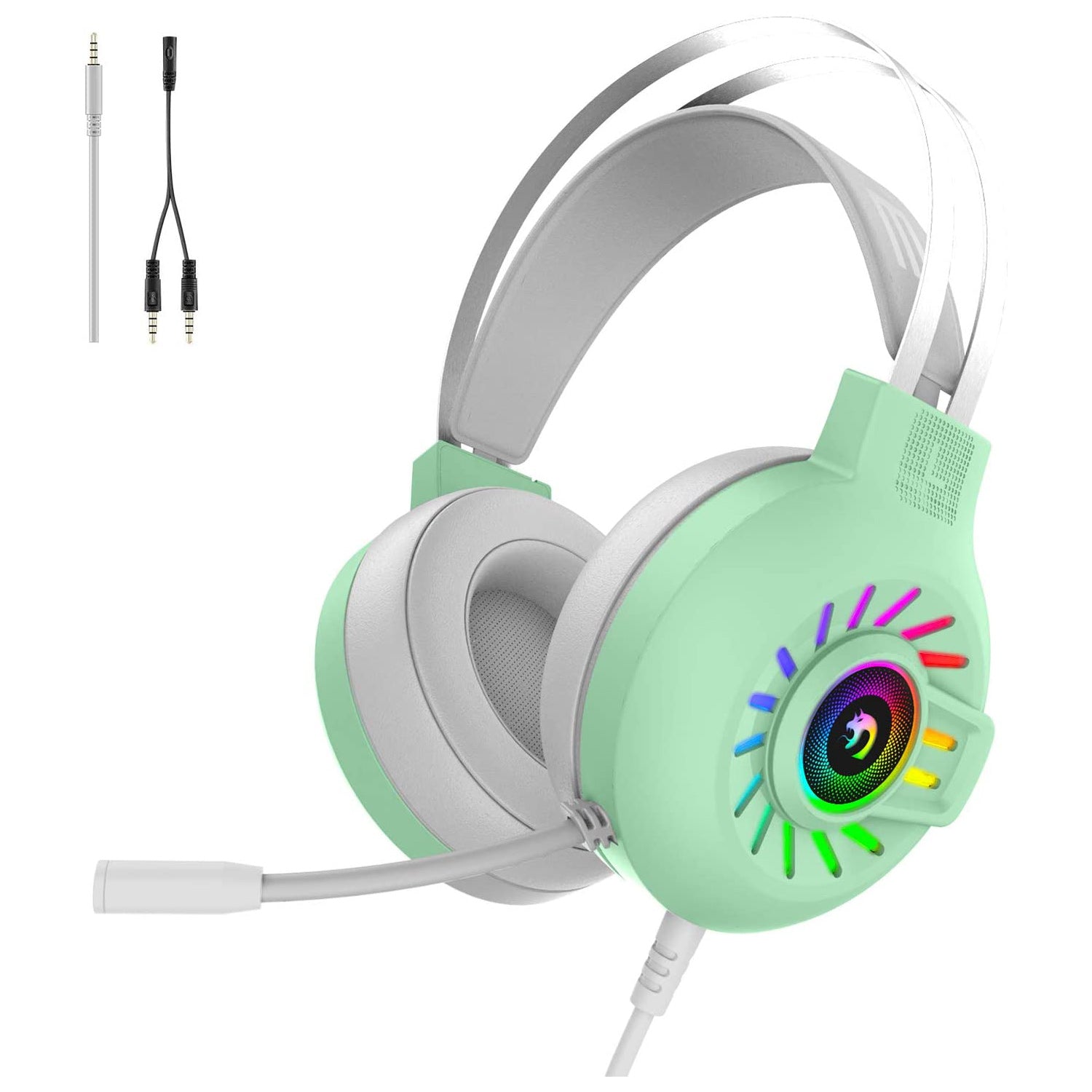 MAMBASNAKE M10 Over-Head Gaming Headphone, 3.5mm Stereo Wired, RGB Rainbow Backlit, Stereo Surround Sound,Noise Canceling Microphone