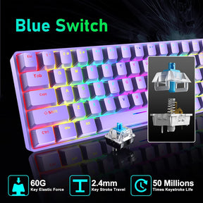 MAGIC-REFINER MK14 60% Mechanical Gaming Keyboard Type C Wired 68 Keys LED illuminated 18 Chroma RGB Lighting Clicky Switches Anti-ghosting