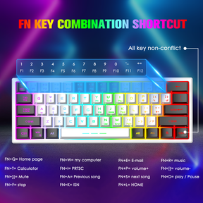 ZIYOU LANG T61 60% Ultra Compact Wireless Gaming Keyboard and Mouse Set with Mousepad 2400 DPI Rainbow Backlit 3800 mAh Rechargeable